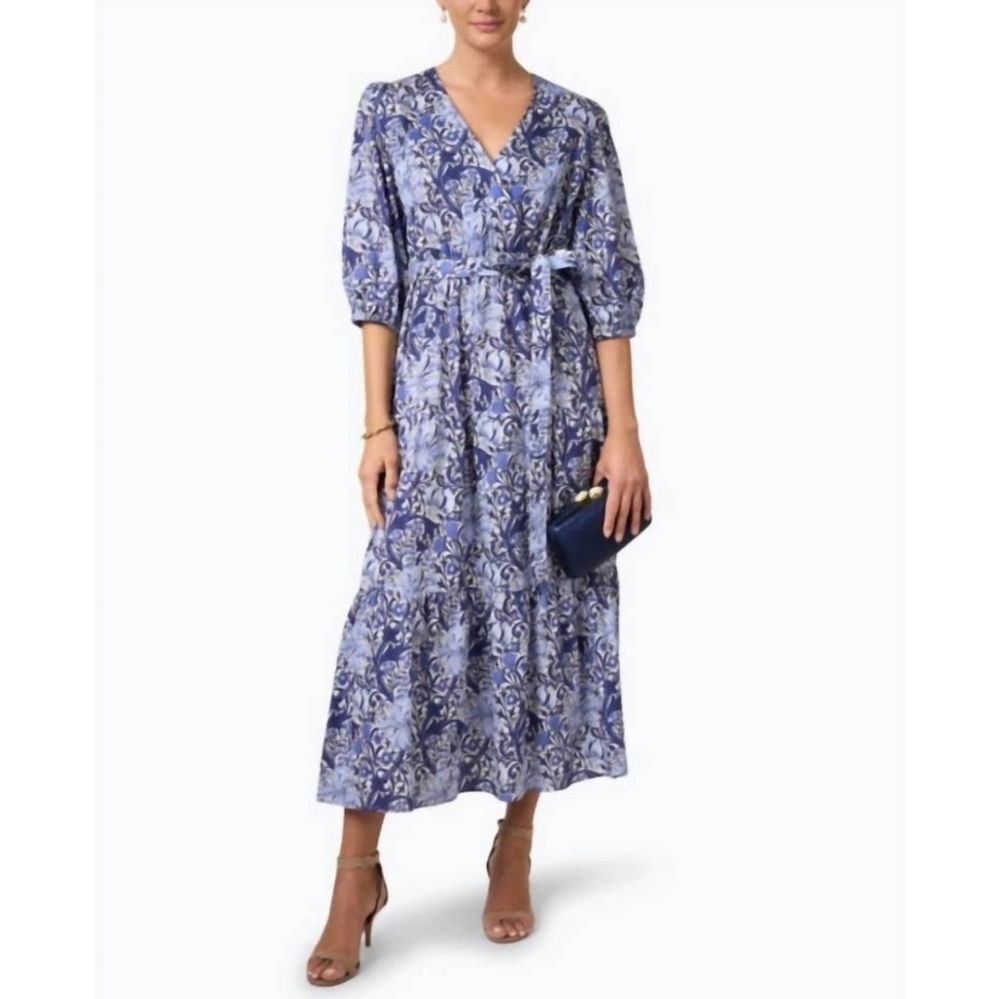 FINLEY Aerin Floral Maxi Dress In Blue Iris Size Small